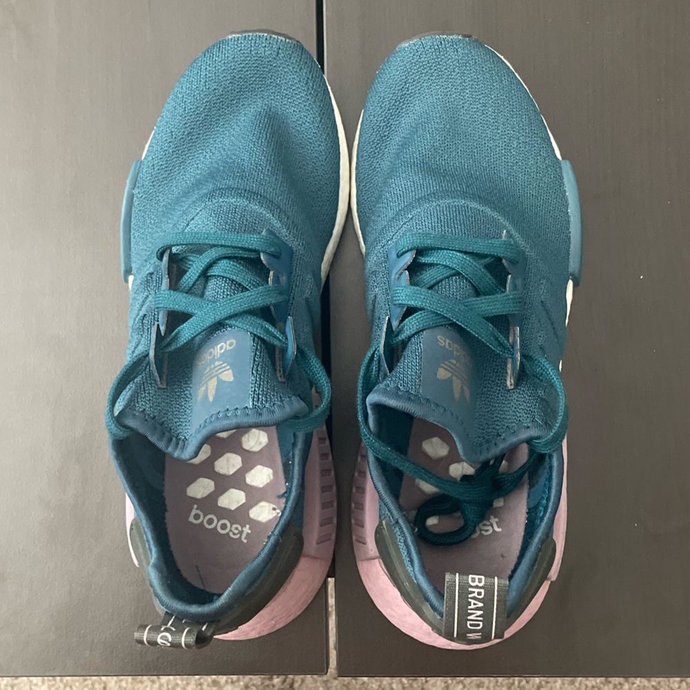 Women’s Adidas NMD Teal, Mauve, & Charcoal - Picture 2 of 5